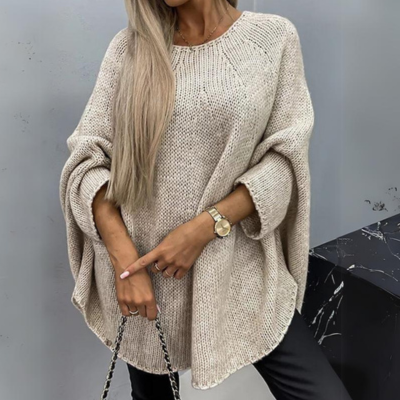 Women's knitted cape-style scarf sweater