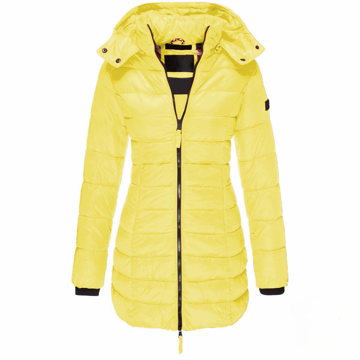 Women's fluffy insulated puffer jacket with removable hood