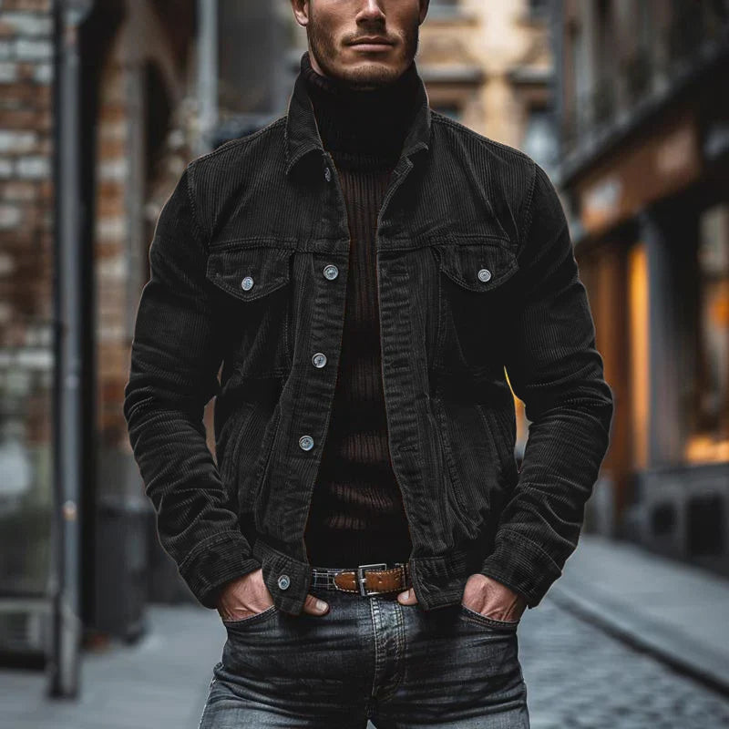 Men’s Jacket – Structured Fit – Lapel Collar – Buttoned Front – Chest Pockets