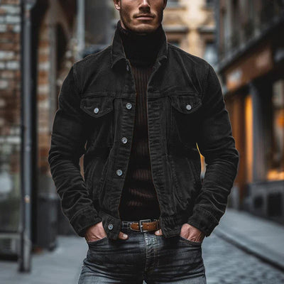 Men’s Jacket – Structured Fit – Lapel Collar – Buttoned Front – Chest Pockets