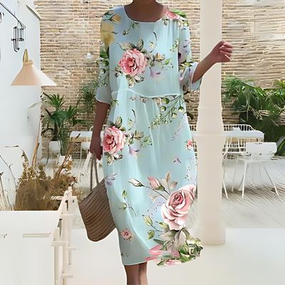 Elegant Women's Midi Dress – Flowy, Lightweight, All-Season Style for Effortless Chic