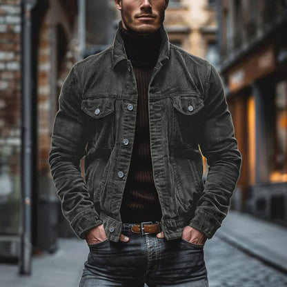 Men’s Jacket – Structured Fit – Lapel Collar – Buttoned Front – Chest Pockets