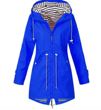 Women’s Hooded Jacket – Mid Length – Adjustable Waist – Breathable Fabric