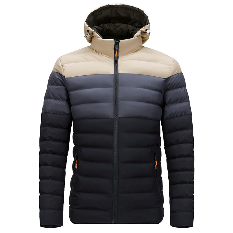 Men's waterproof padded jacket with gradient color