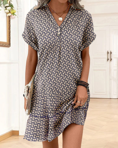 Short Sleeve V-Neck Casual Dress with Lightweight Design