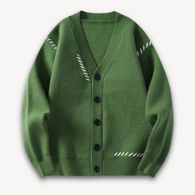 Men’s Knitted Cardigan – Wool Blend – Oversized Fit – Button-Up – Ribbed Edging