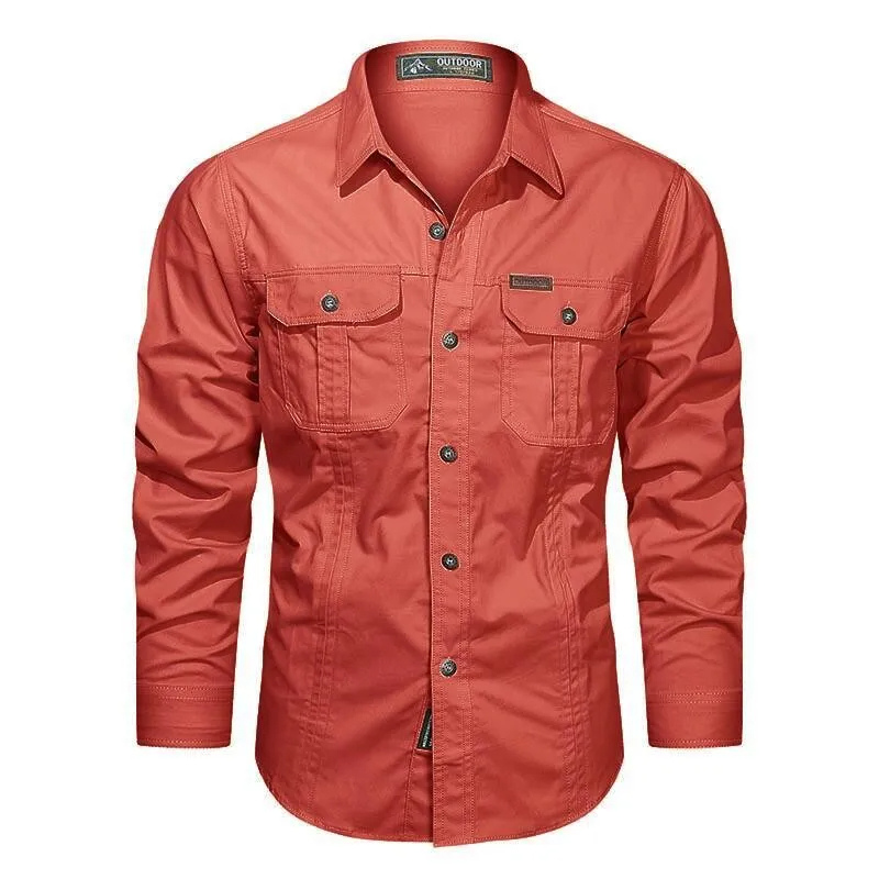 Men's utility shirt with chest pockets long sleeves and button closure