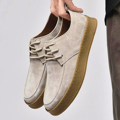 Men’s Dress Shoes – Leather Suede Finish – Low-Top Rounded Toe – Lace-Up Formal Style