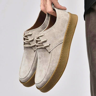 Men’s Dress Shoes – Leather Suede Finish – Low-Top Rounded Toe – Lace-Up Formal Style