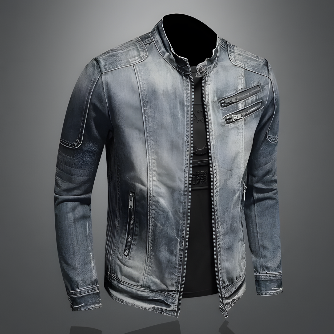 Retro worn effect casual jacket for men