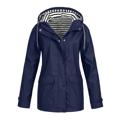 Women’s Raincoat – Relaxed Fit – Adjustable Hood – Mid-Length Outdoor Wear