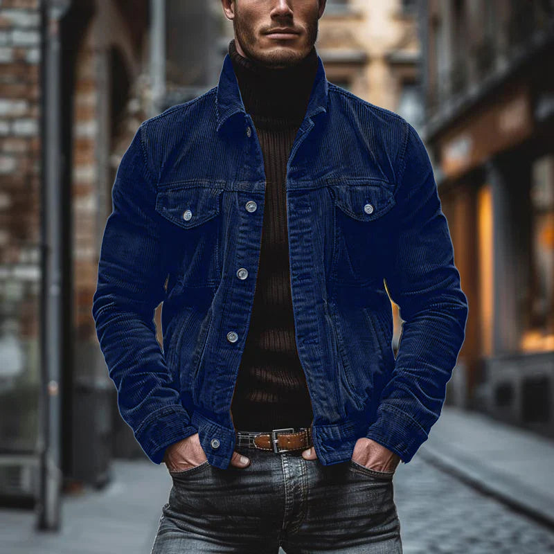 Men’s Jacket – Structured Fit – Lapel Collar – Buttoned Front – Chest Pockets