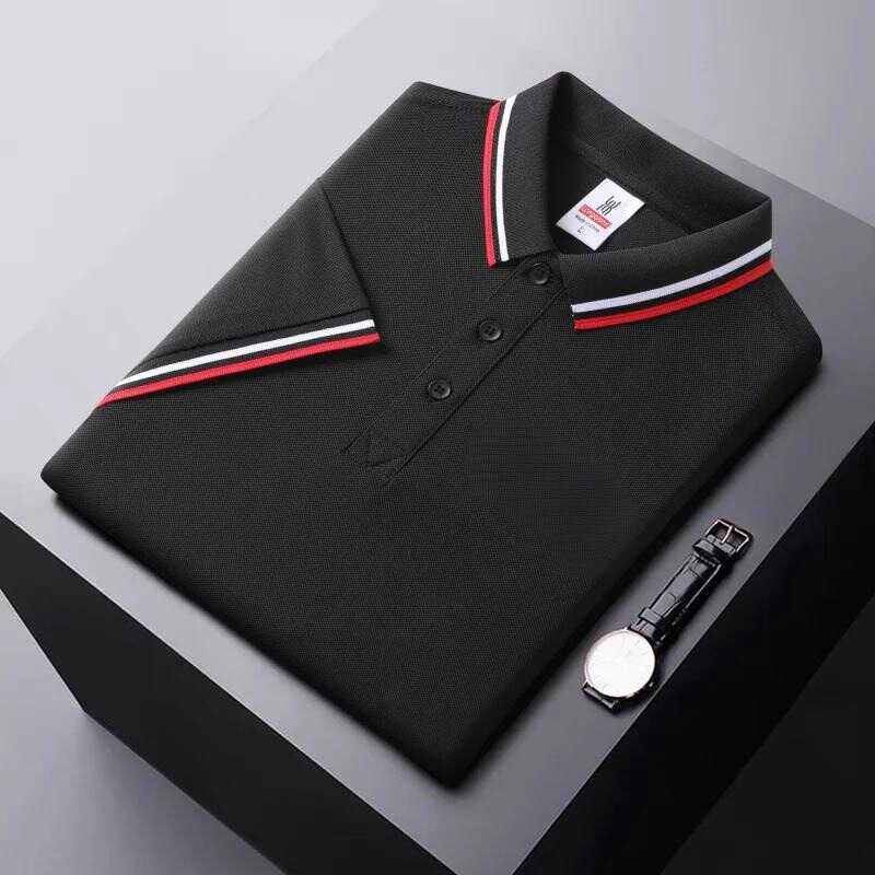 Men’s Polo Shirt – Regular Fit – Breathable Blend – Striped Collar Casual Wear