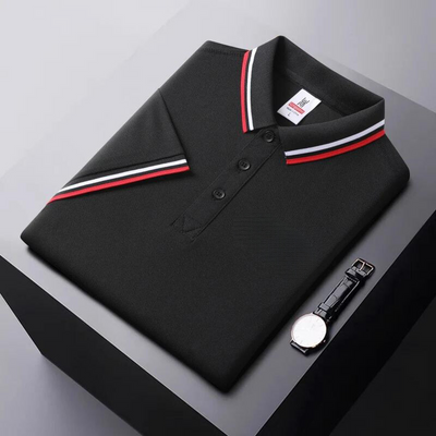 Men’s Polo Shirt – Regular Fit – Breathable Blend – Striped Collar Casual Wear