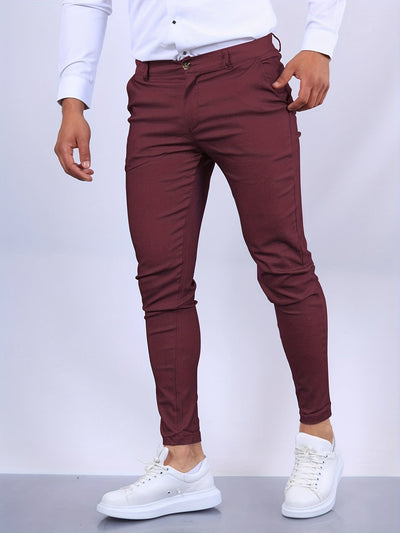 Men’s Slim-Fit Trousers - Tailored Design - Belt Loops & Pockets - Button & Zip Closure