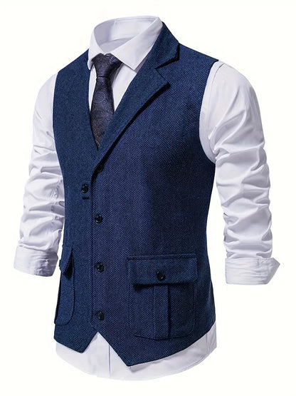 Men's herringbone single-breasted blazer