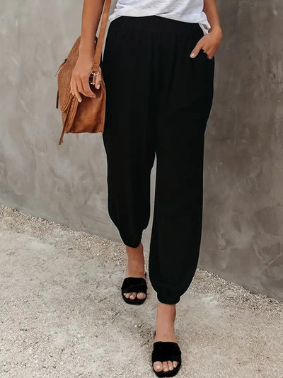 Women's Jogger Trousers - Elastic Waistband - Lightweight Casual Loungewear