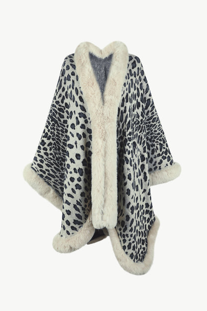 Stylish leopard print open poncho for women