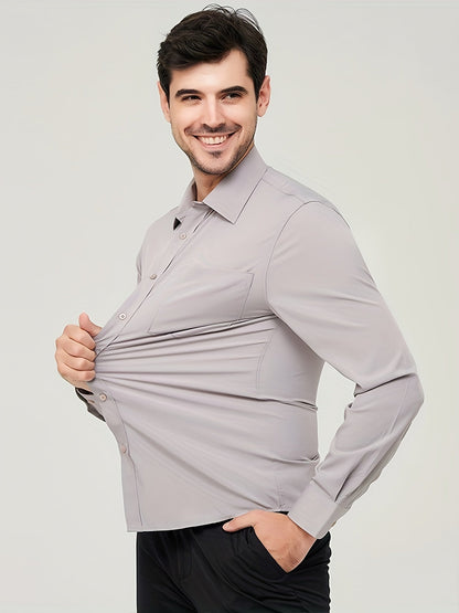 Men’s Dress Shirt - Breathable Cotton - Modern Fit - Long Sleeve Button-Up