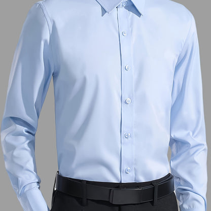 Men’s Dress Shirt - 100% Cotton - Slim Fit - Button-Up with Semi-Spread Collar