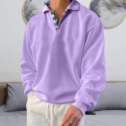 Men's pullover sweatshirt with polo collar