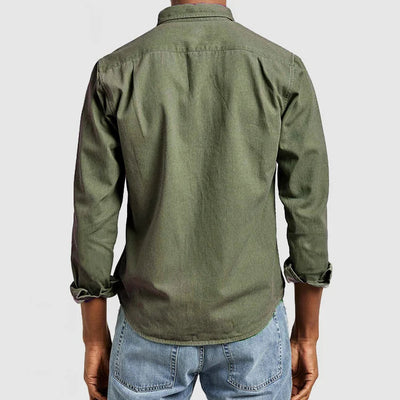 Men's Casual Long Sleeve Shirt with Notched Collar
