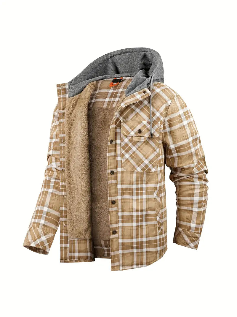 Hooded checked jacket for men