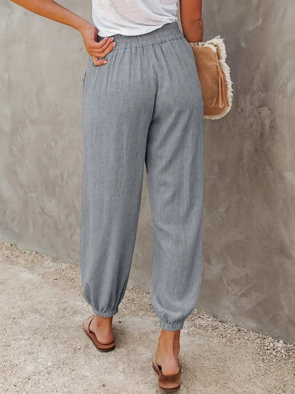 Women's comfortable elastic waist pants