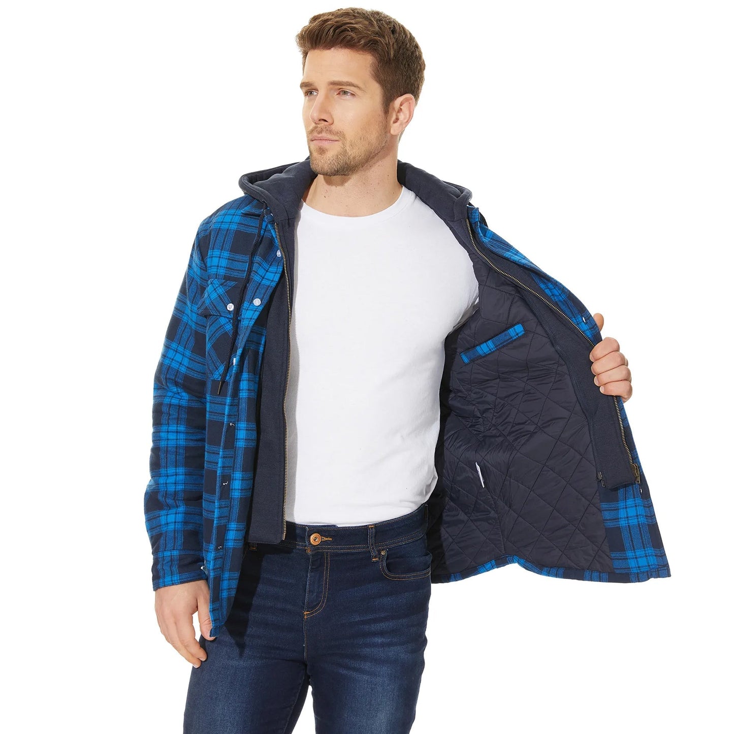 Men's checked long sleeve jacket