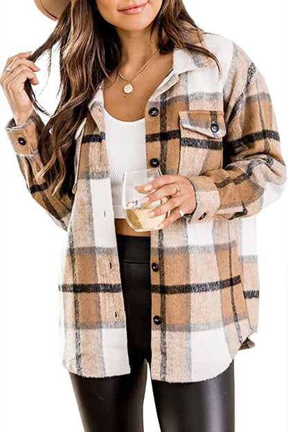 Women’s checked blouse with long sleeves