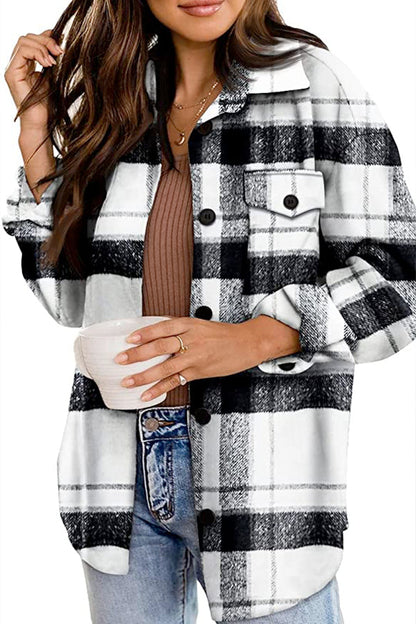 Women’s checked blouse with long sleeves