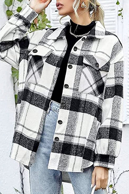 Women’s checked blouse with long sleeves