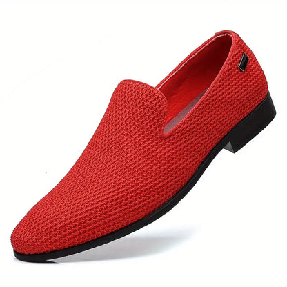 Men’s Slip-On Shoes - Leather - Flat Heel - Rubber Sole - Casual Comfortable Wear