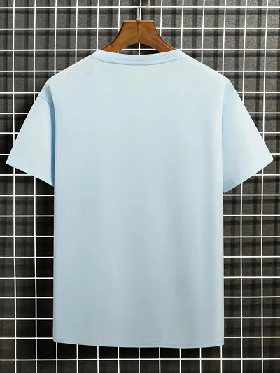 Men’s T-Shirt - Artistic Blossom & Wave Design - Short Sleeve - Casual Wear