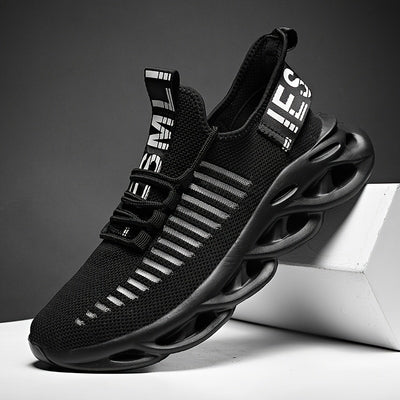Men’s Running Trainers - Breathable Knit Upper - Cushioned Hollow Sole - Lace-Up Fit