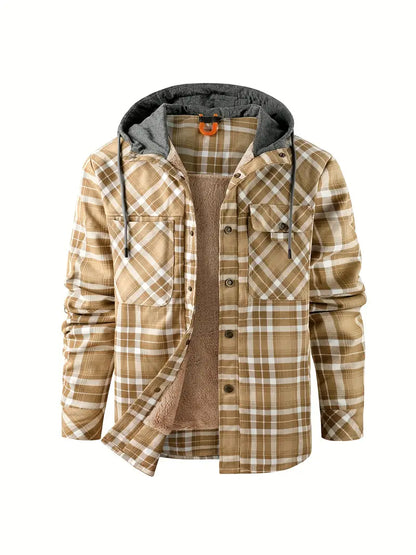 Hooded checked jacket for men