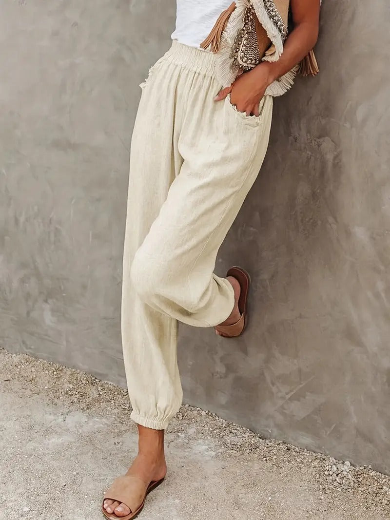 Women's comfortable elastic waist pants