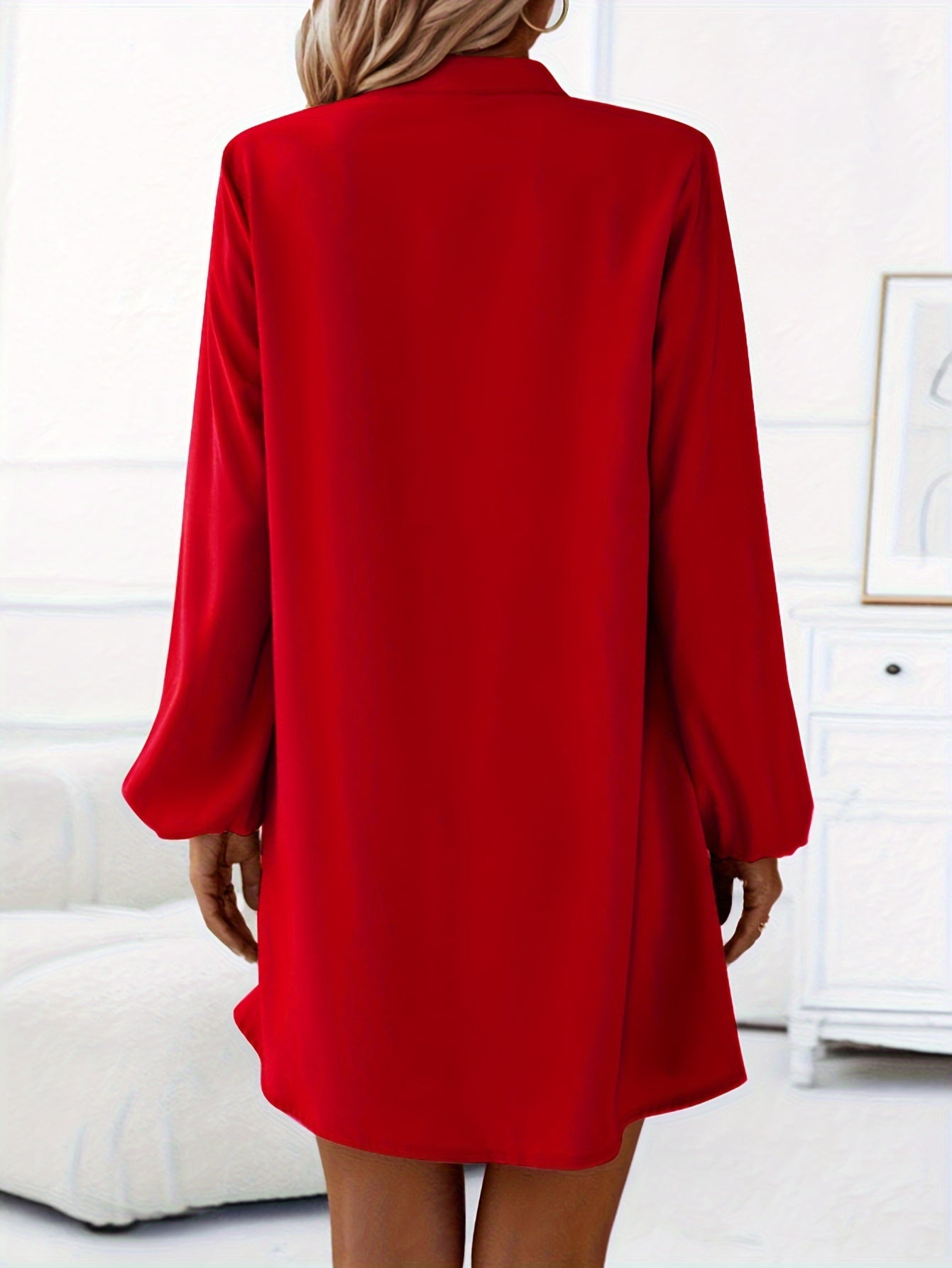 Long sleeve button-down mini dress for women