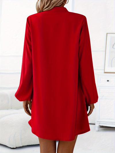 Long sleeve button-down mini dress for women