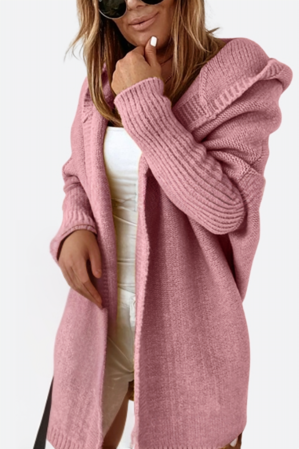 Women's knitted hooded coat