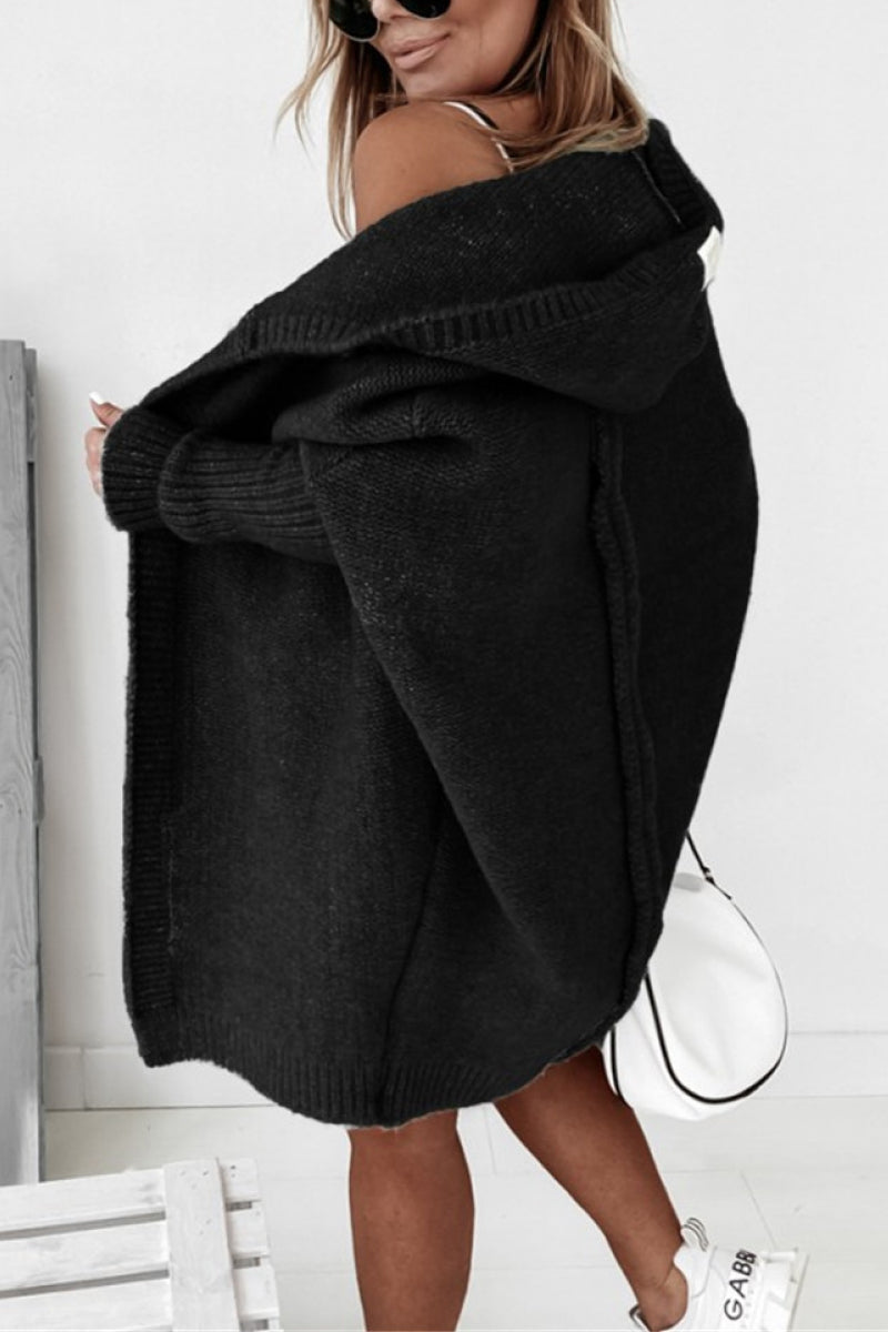 Women's knitted hooded coat