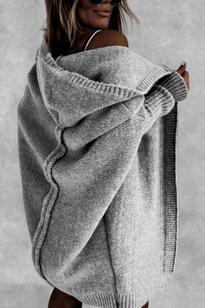 Women's knitted hooded coat