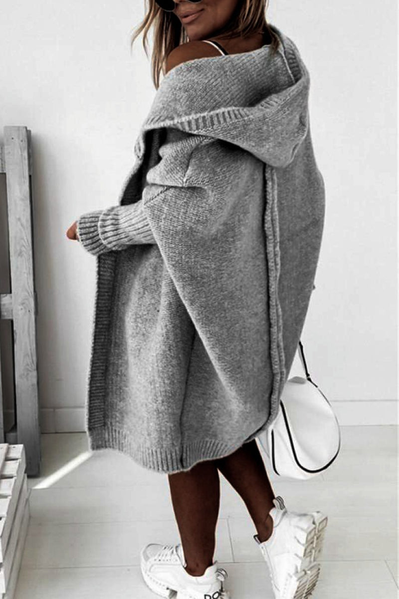 Women's knitted hooded coat