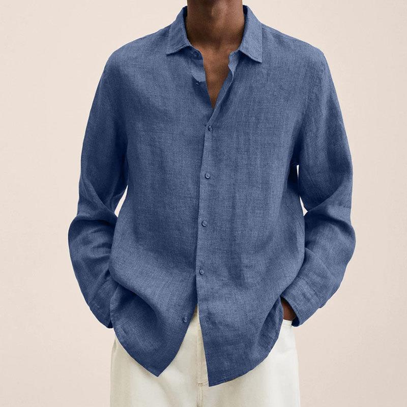 Men’s Button-Down Shirt – Relaxed Fit – Natural Fibers – Long Sleeve Versatile Style