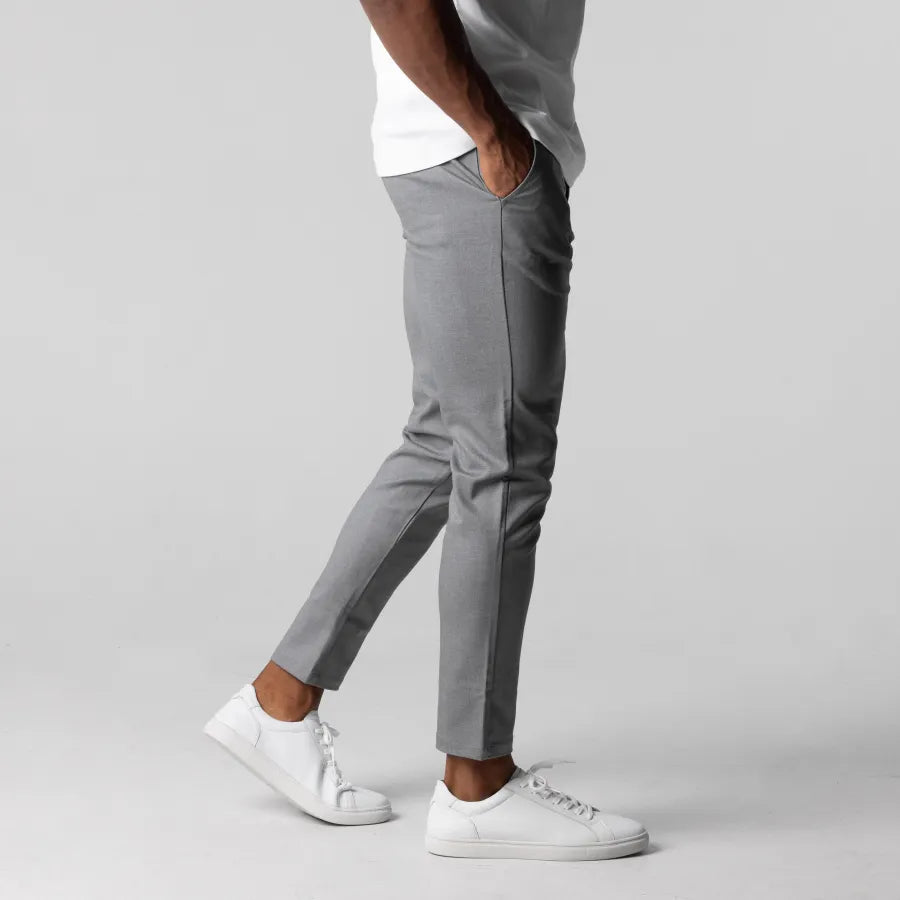 Men’s Slim-Fit Dress Trousers - Stretch Cotton - Flat Front - Business Casual