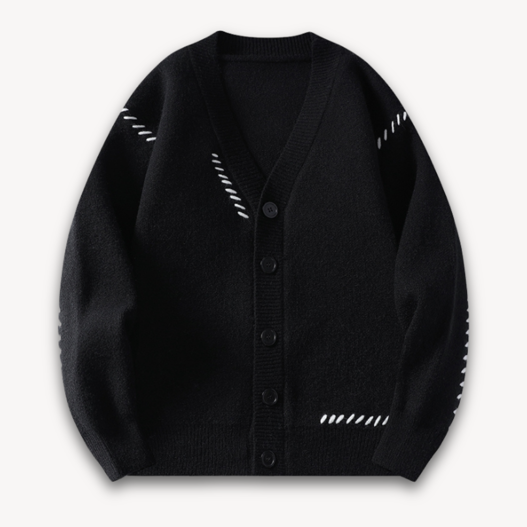 Men’s Knitted Cardigan – Wool Blend – Oversized Fit – Button-Up – Ribbed Edging
