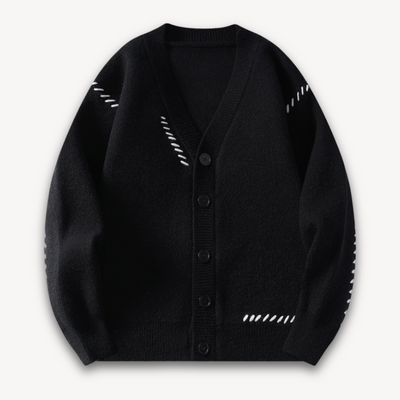 Men’s Knitted Cardigan – Wool Blend – Oversized Fit – Button-Up – Ribbed Edging