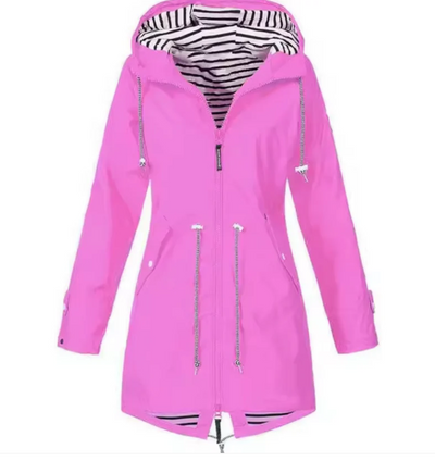 Women’s Hooded Jacket – Mid Length – Adjustable Waist – Breathable Fabric
