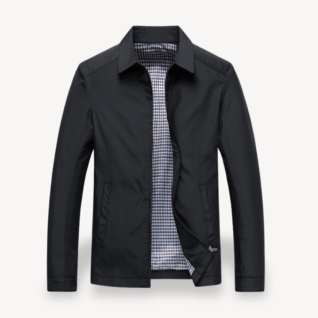 Men’s Lightweight Jacket – Tailored Fit – Breathable Fabric – Zip Front – Shirt Collar