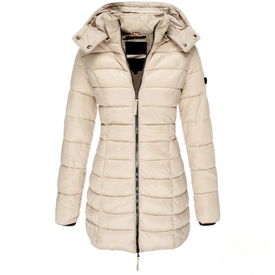 Women's fluffy insulated puffer jacket with removable hood